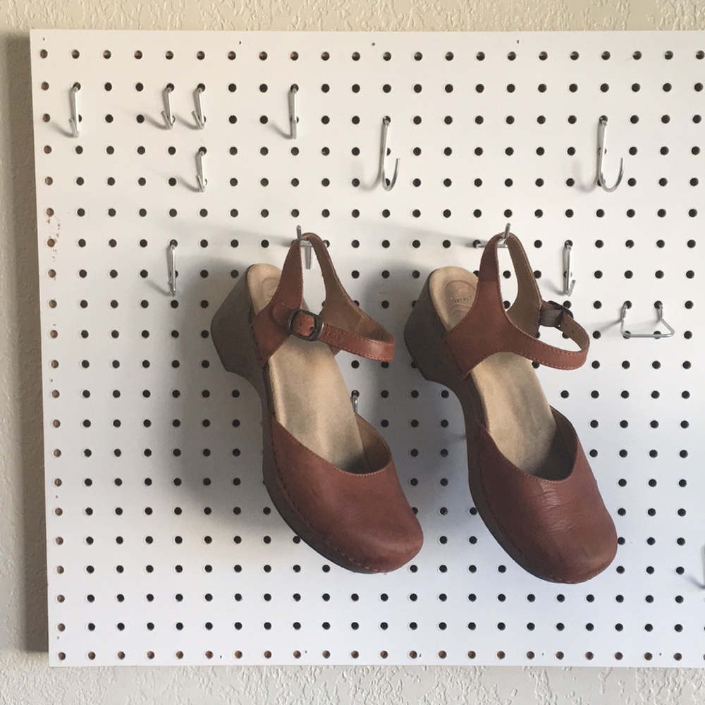 Dansko leather closed toe ankle strap clog